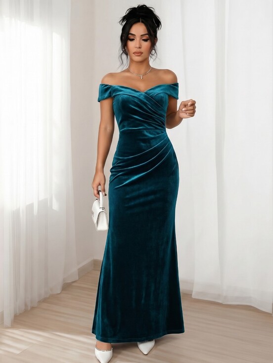 Alexa B Dresses & Skirts - ALEXA B Nites Women's Green Elegant Velvet Cocktail Formal Maxi Dress. 12 Fairy